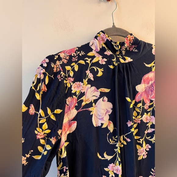 NWT Free People Tunic Open-back Floral Navy Mini Dress - XS - Picture 8 of 15